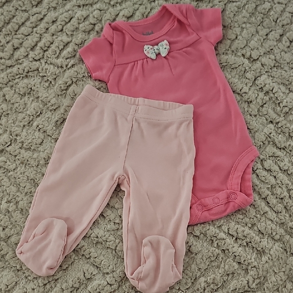 Pink Bodysuit One Piece with Ribbed Cuffs - Picture 1 of 4